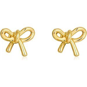 Women's 18K Gold-plated Zircon Earrings Hoop Dangle Bow 2 Earring Silver Gold